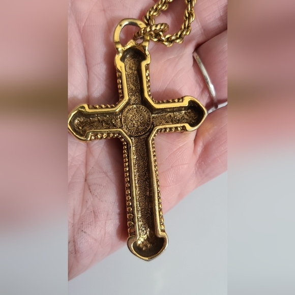 Vintage The Vatican library collection cross necklace enamel gold rope chain vtg - Picture 8 of 9